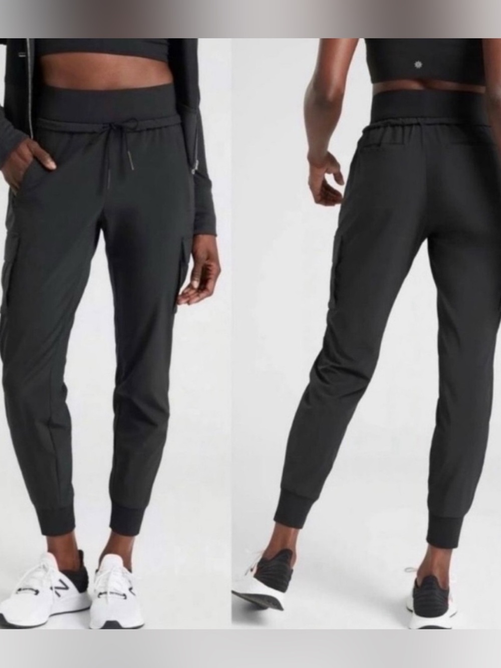 Athleta Sutton Black Cargo Activewear Jogger Pants 10
